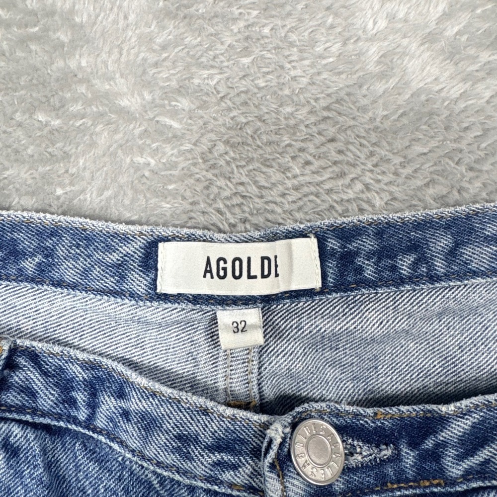 AGOLDE Wide Leg Baggy Jeans Womens 32 Light Blue Organic Cotton High Rise Denim - Picture 4 of 15